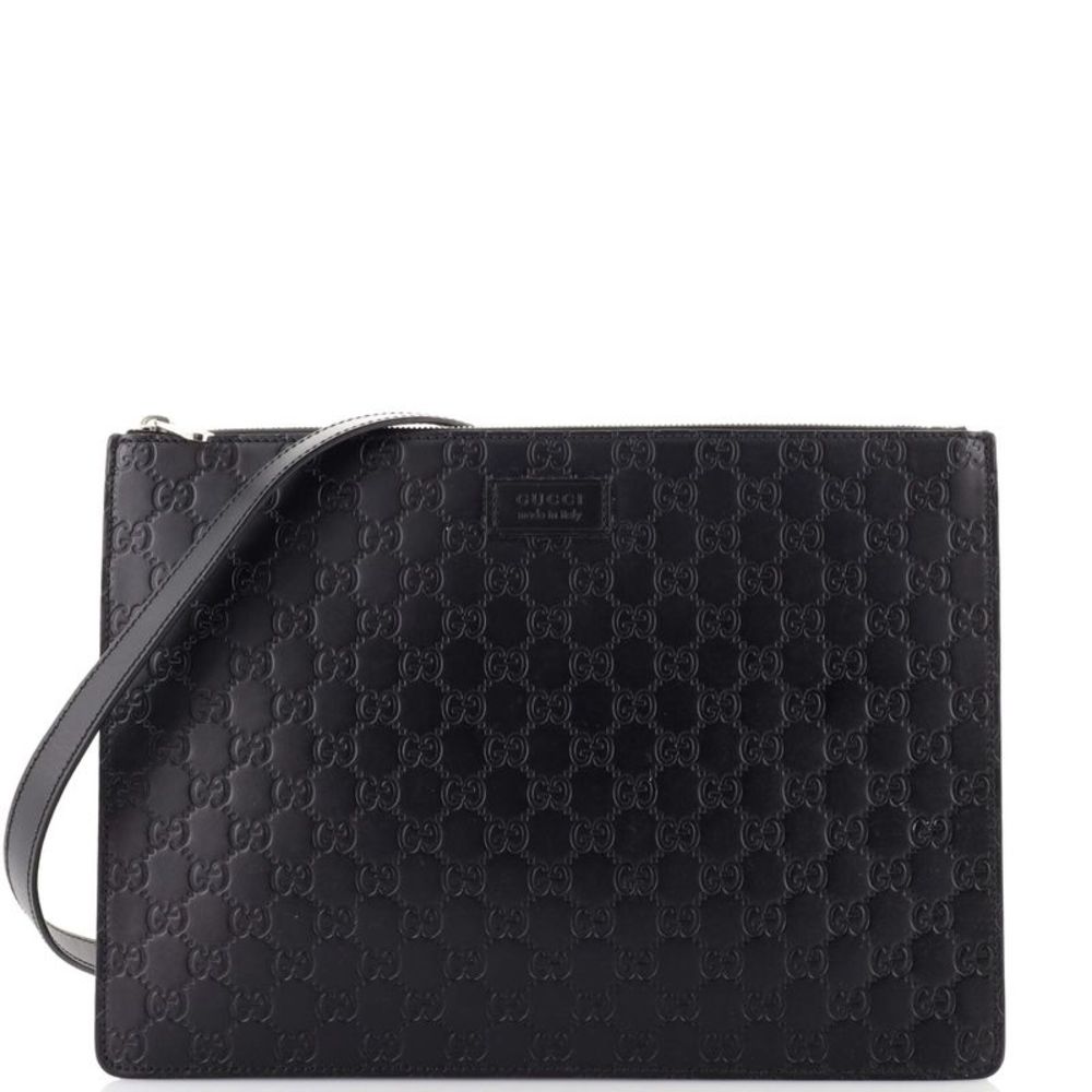 Gucci Zip Messenger Bag Guccissima Leather Large Black - Picture 3 of 8